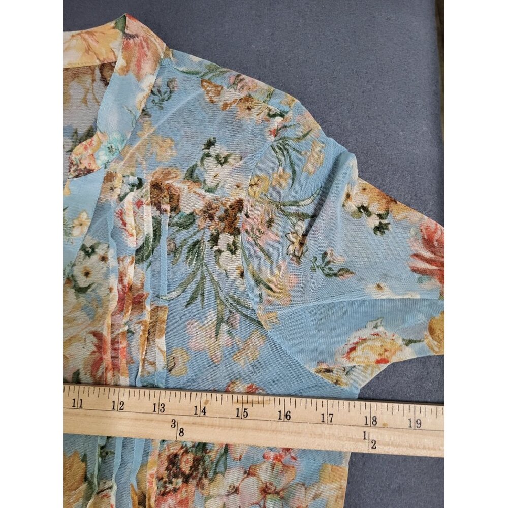PERSEPTION CONCEPT Women's SZ Large Sheer Button Up Floral Blouse Top - Picture 6 of 8